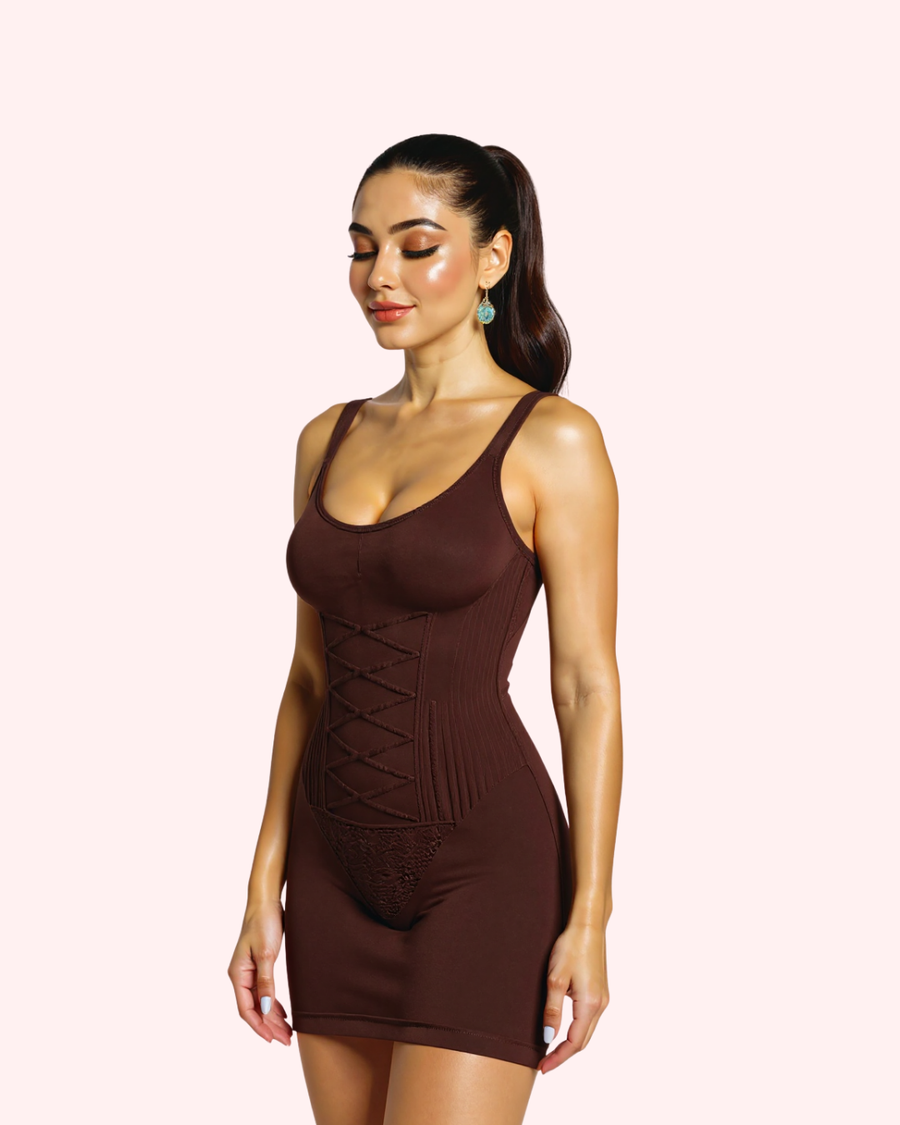 Wide Strap Mid Thigh Bodysuit - Body Shaper FXBRHC001 - 2