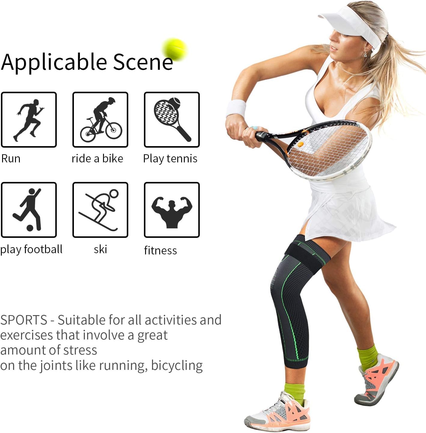 Knee & Calf Support Sleeve with strap 1pc