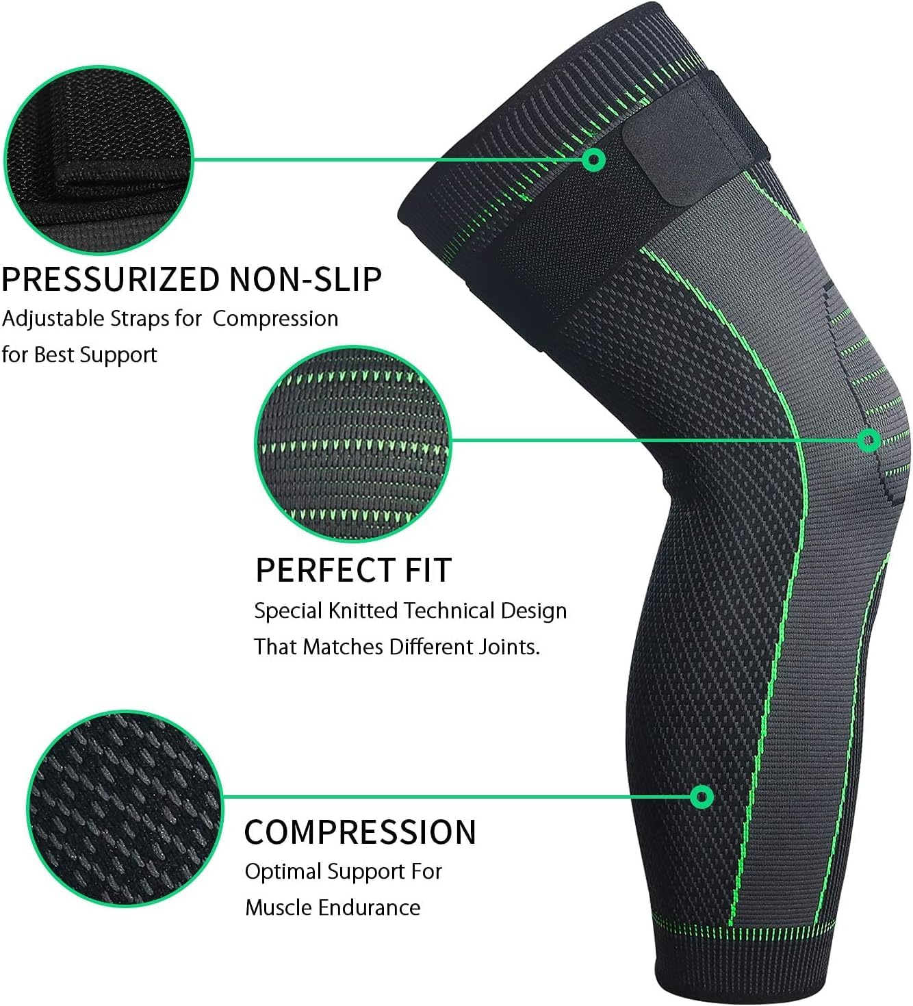Knee & Calf Support Sleeve with strap 1pc