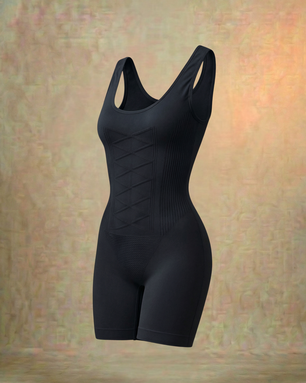 Omni-Flex Wide Strap Mid Thigh Full Body Shaper Black