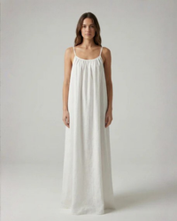 Amari Drape Backless Linen Maxi Dress - Malmal White