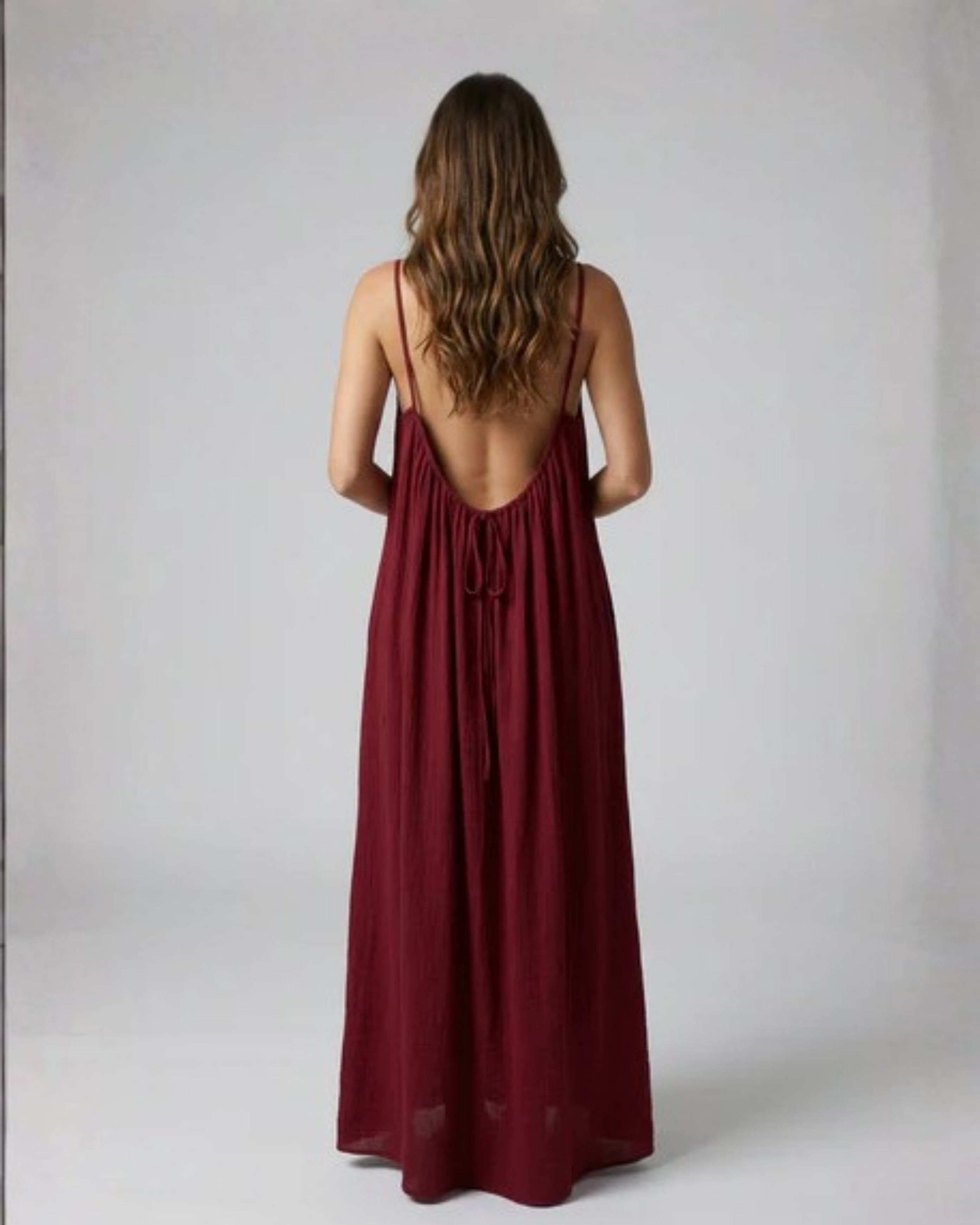 Amari Drape Backless Linen Maxi Dress - Kashmiri Plum