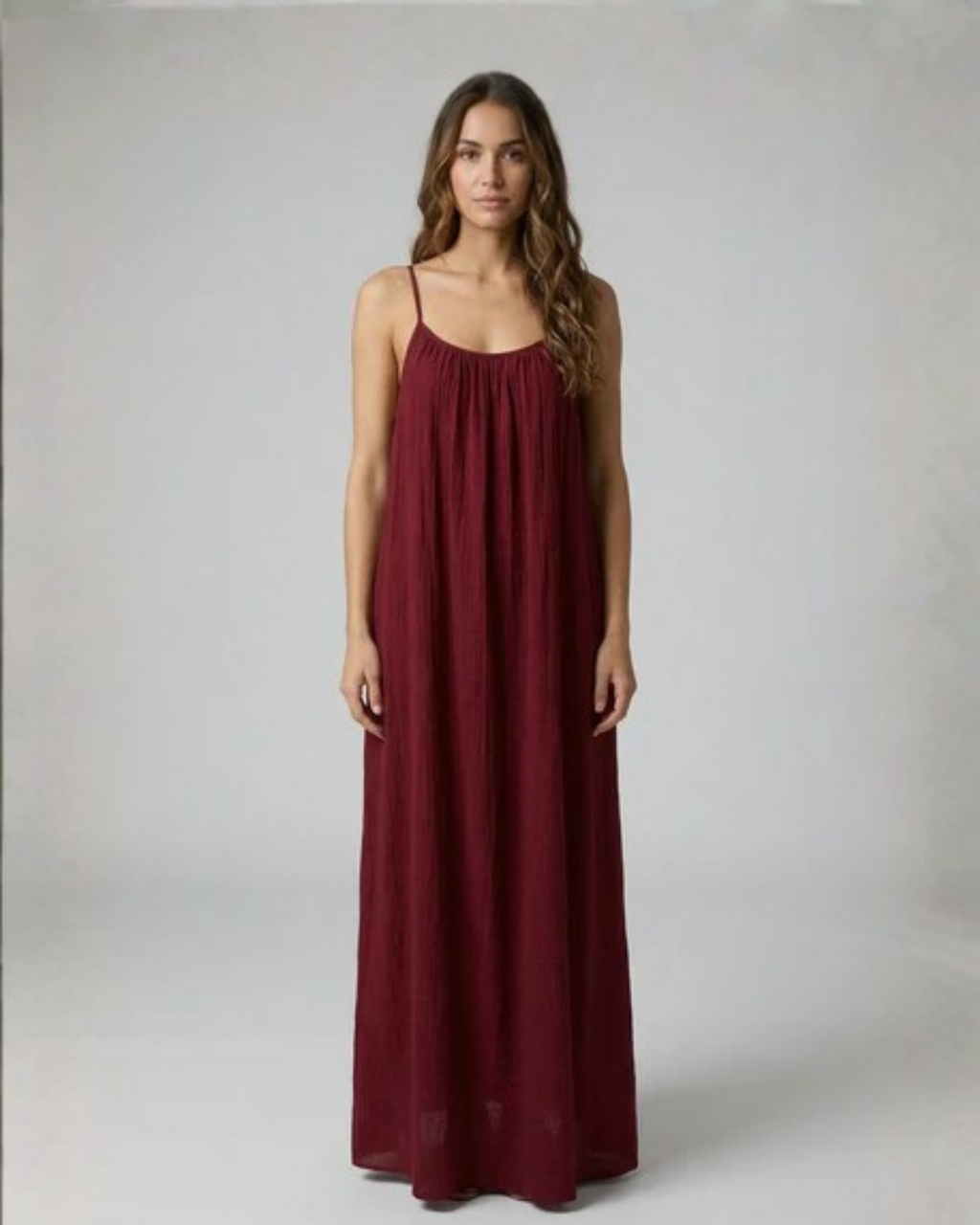 Amari Drape Backless Linen Maxi Dress - Kashmiri Plum