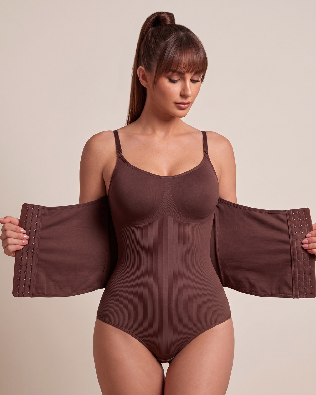 Cinch-Flex Adjustable Strap Full Body Shaper Brown