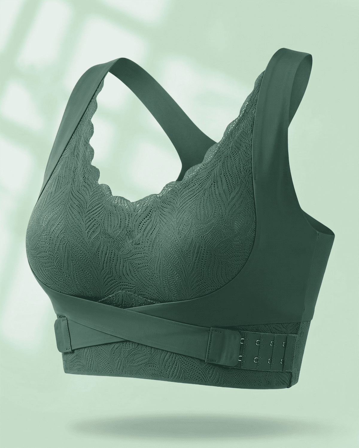 Cloud Lift Lace Bra - Green Seamless Bust Lifting & Wireless Shaping Posture Correcting Bra