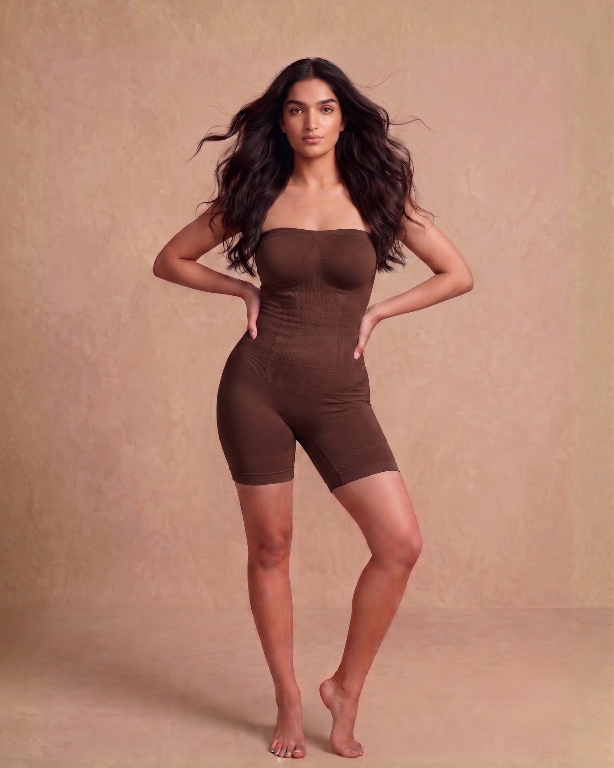 Converti-Flex Strapless Mid Thigh Full Body Shaper Brown
