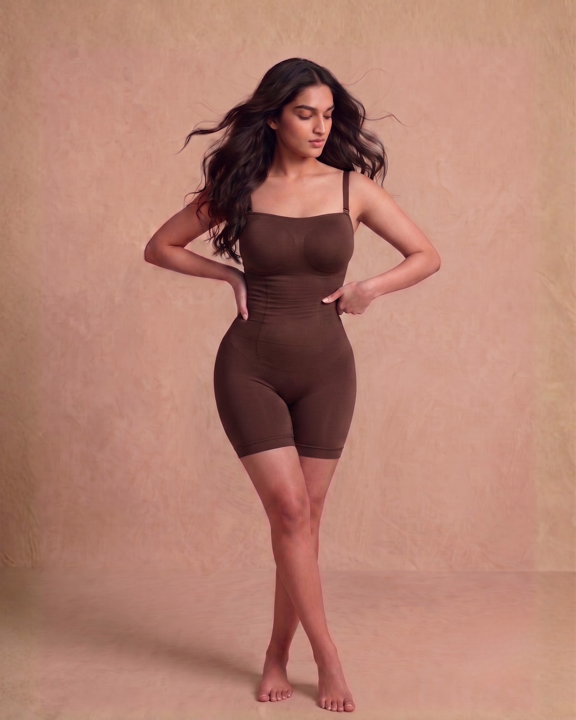 Converti-Flex Strapless Mid Thigh Full Body Shaper Brown
