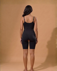 Curve-Flex Adjustable Strap Full Body Shaper Open Crotch Black