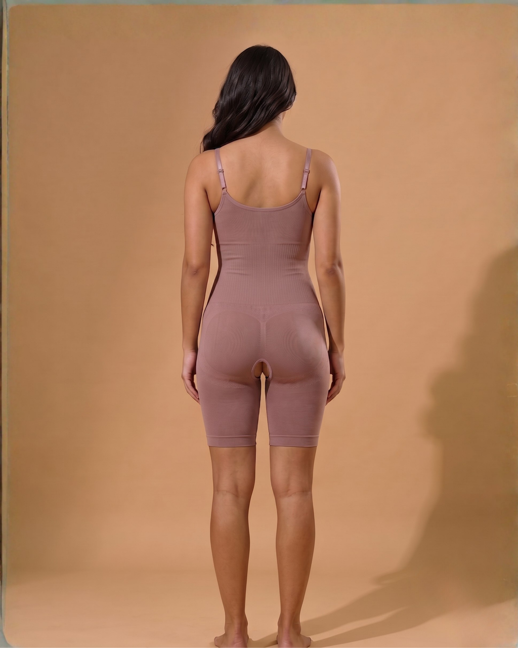 Curve-Flex Adjustable Strap Full Body Shaper Open Crotch Rose Gold