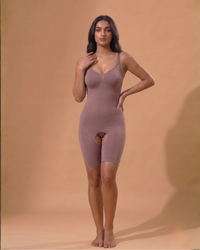 Curve-Flex Adjustable Strap Full Body Shaper Open Crotch Rose Gold