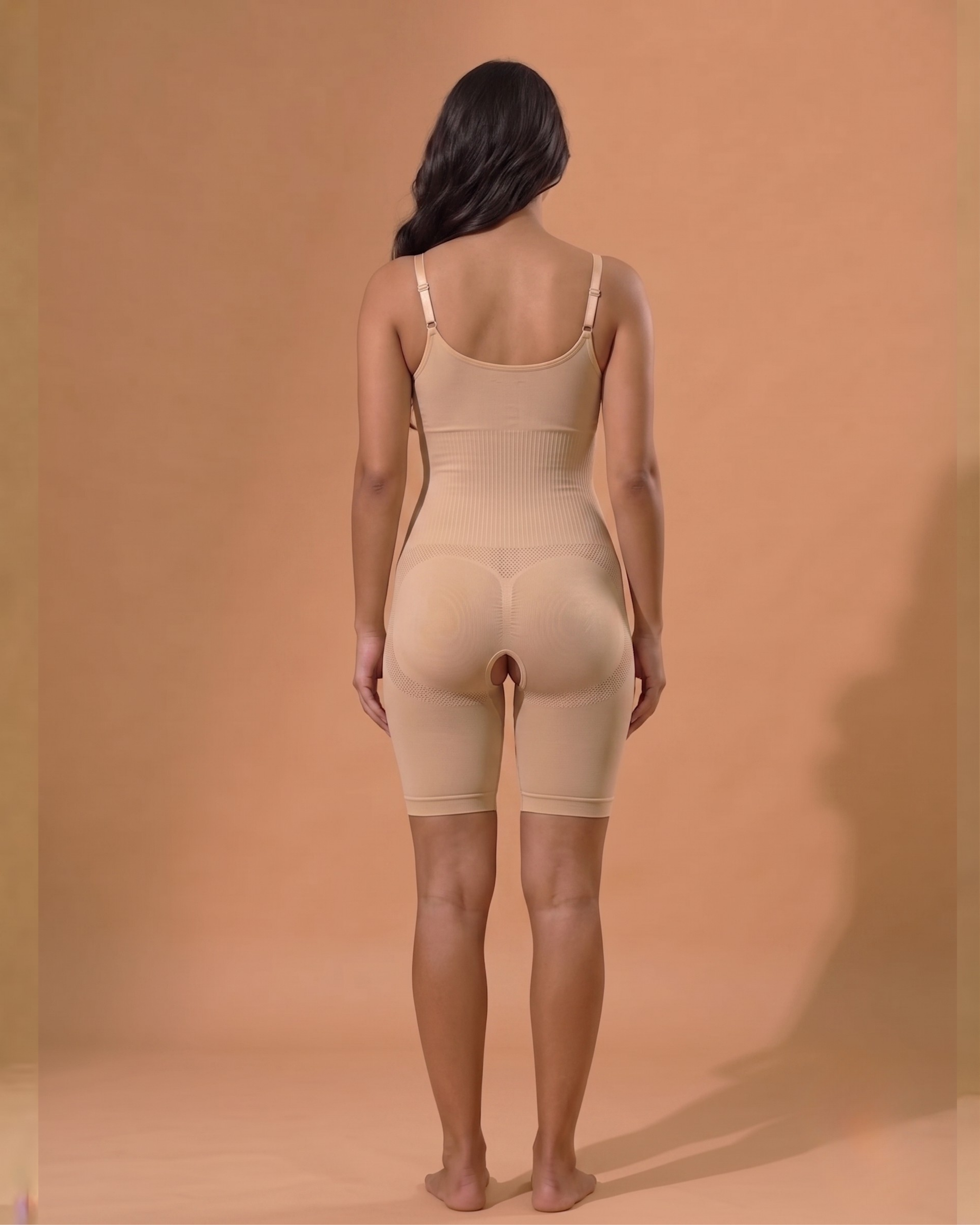 Curve-Flex Adjustable Strap Full Body Shaper Open Crotch Skin