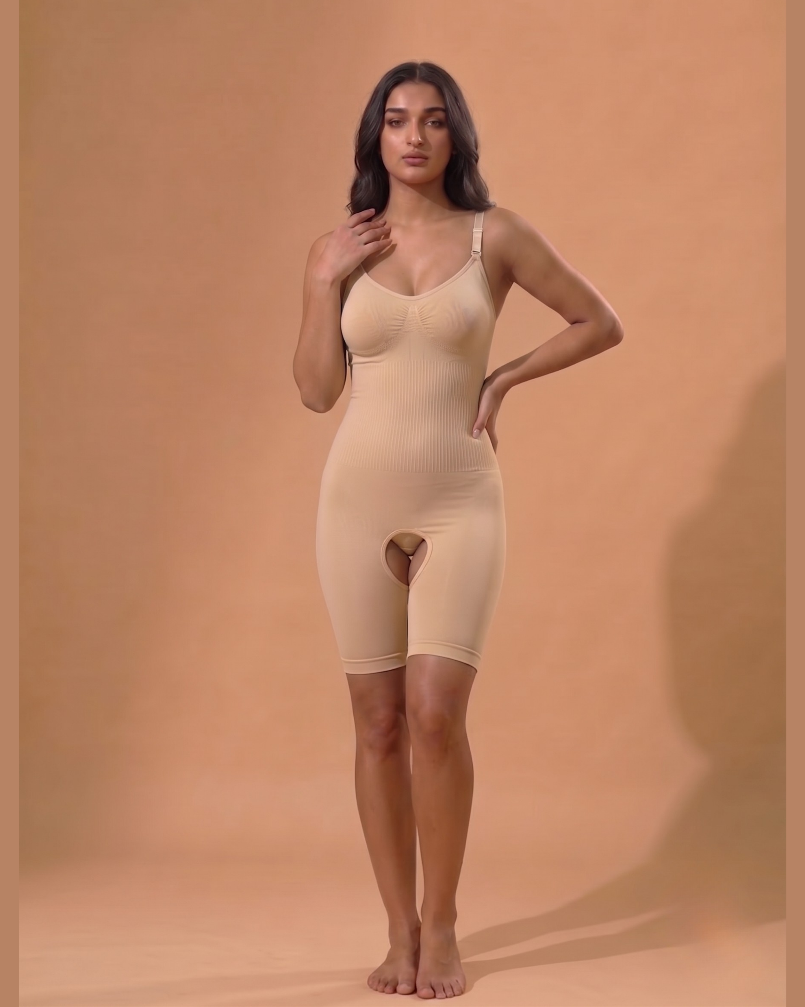Curve-Flex Adjustable Strap Full Body Shaper Open Crotch Skin