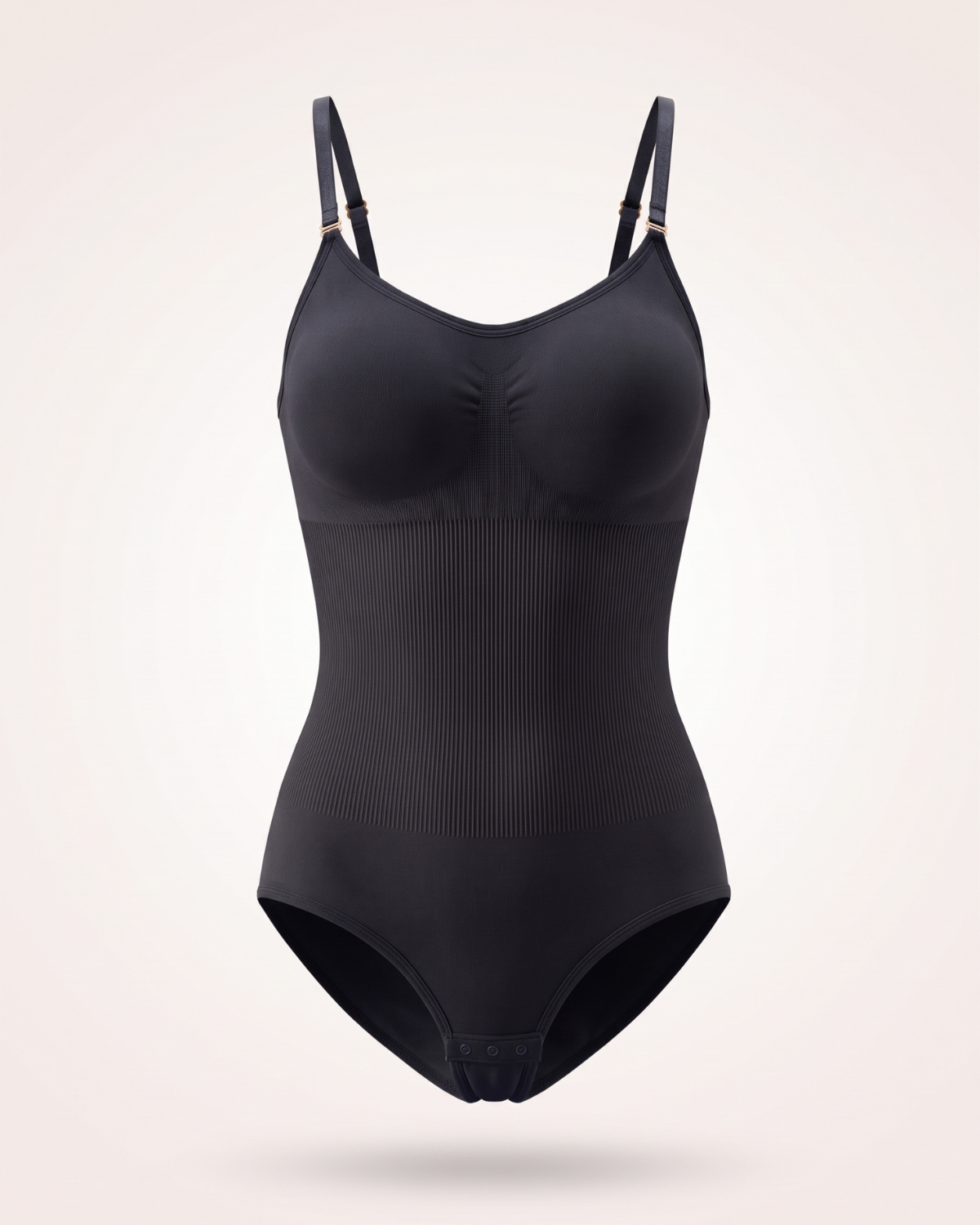 V-Flex Padded Adjustable Strap Low Cut Full Body Shaper Black